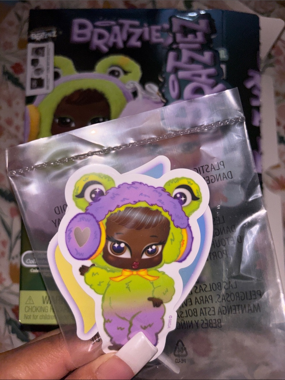 Bratzie Plush Doll Sticker - Lime Green & Lavender Outfit